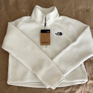The North Face, Crop Sherpa Fleece,Size Small Vintage White